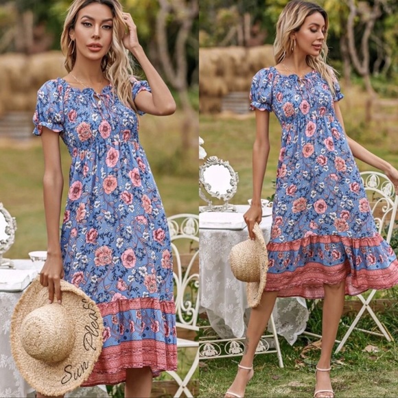 Boho Floral Print Dress - Picture 3 of 3